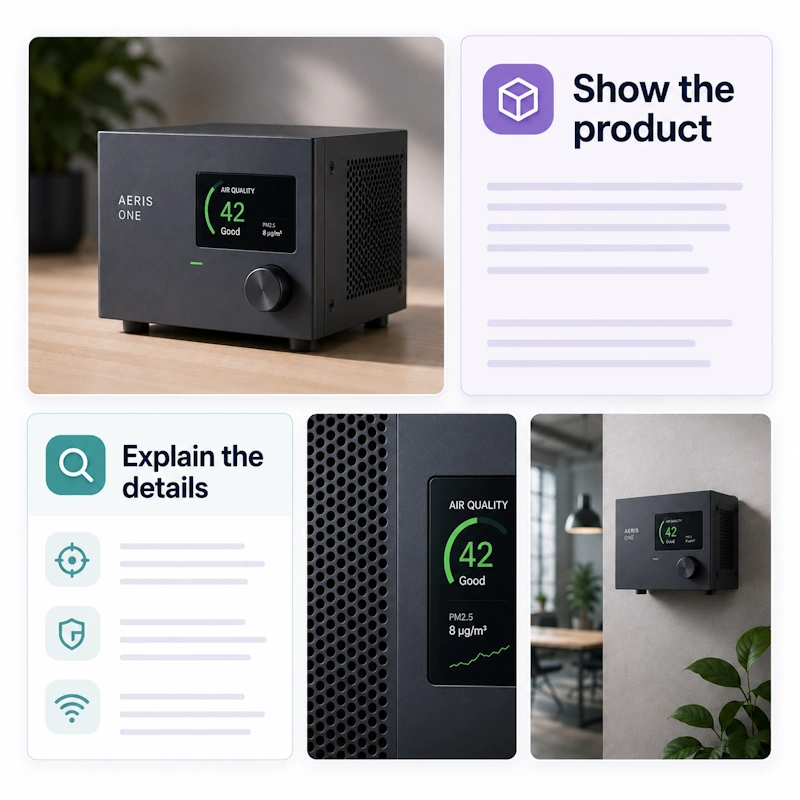 SEO content with product photos